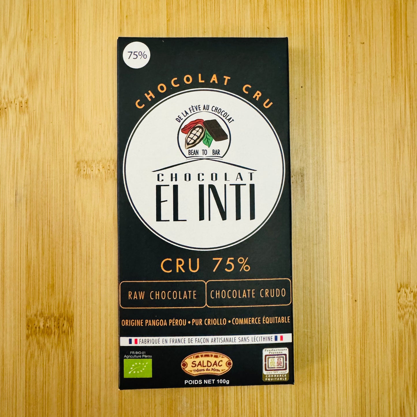 Chocolat cru 75% BIO