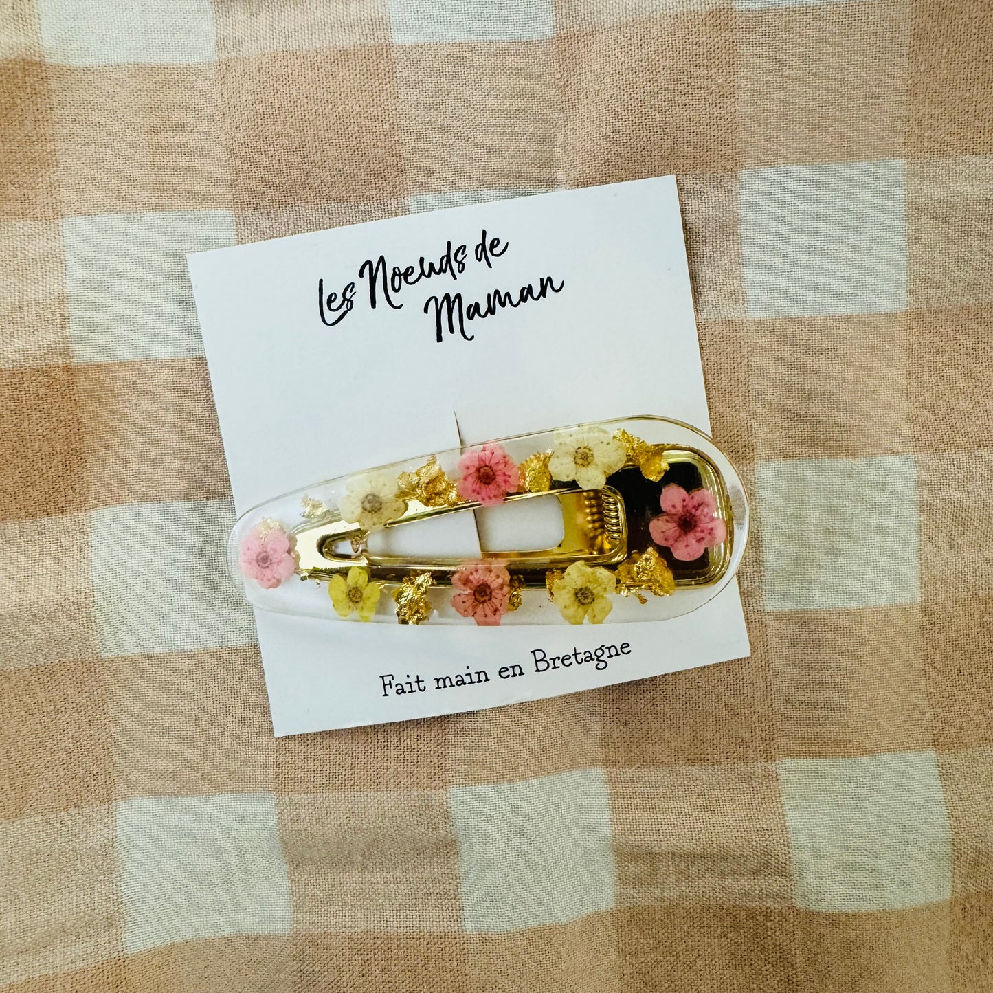 Barrette résine fleurs