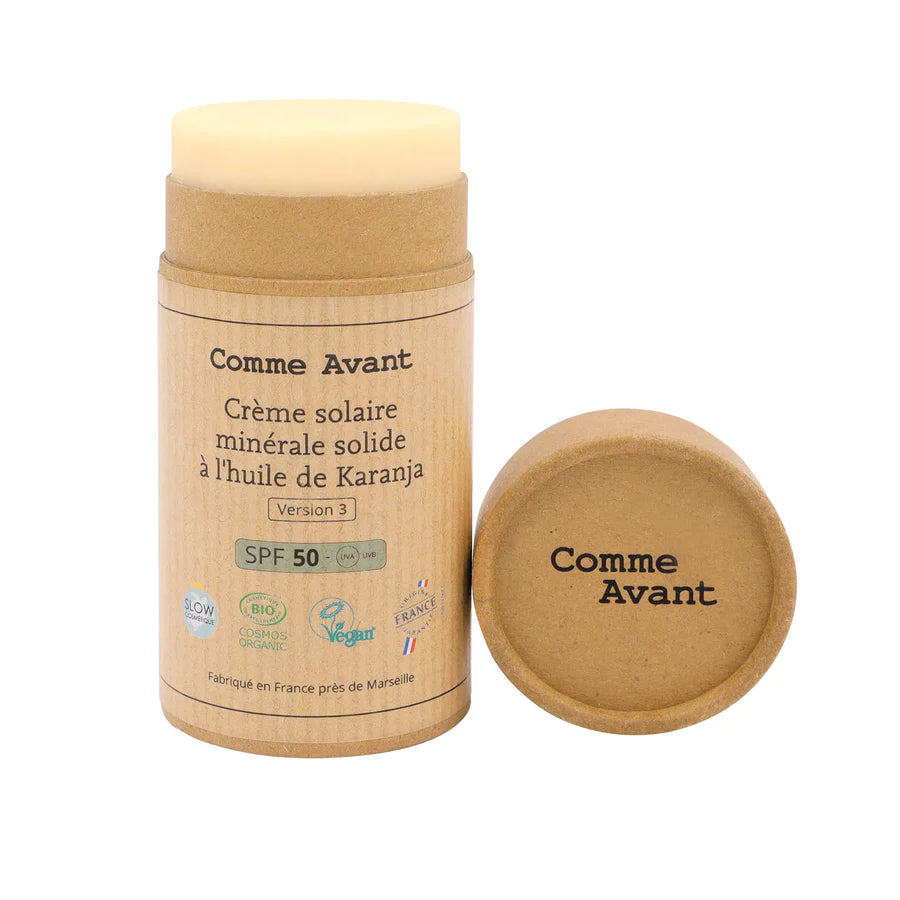 Crème solaire BIO SPF50 minérale solide à l'huile de karanja
