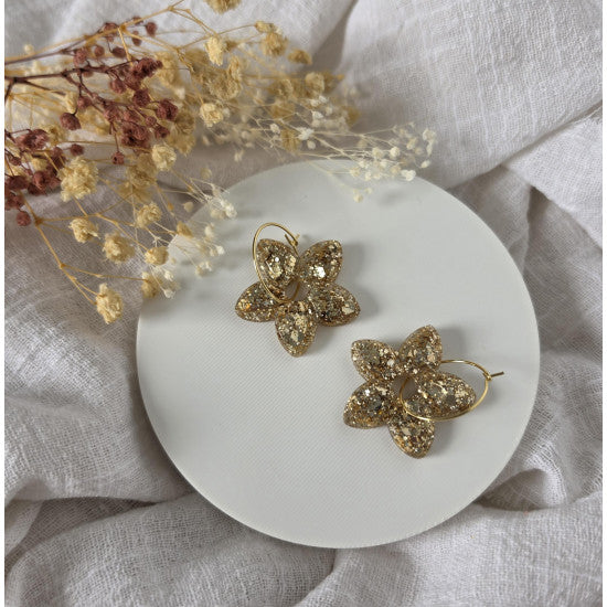 Boucles d'oreilles frangipanier champagne