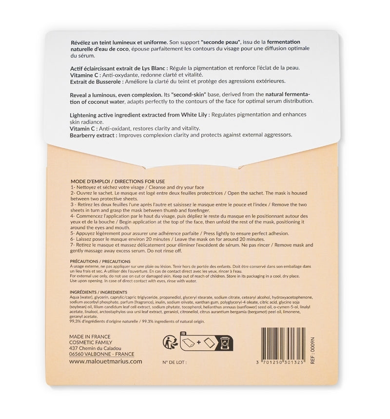 Masque BIO cellulose éclat + pureté