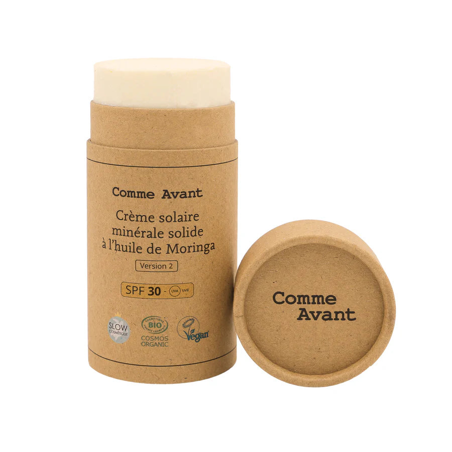 Crème solaire BIO SPF30 minérale solide à l'huile de Moringa