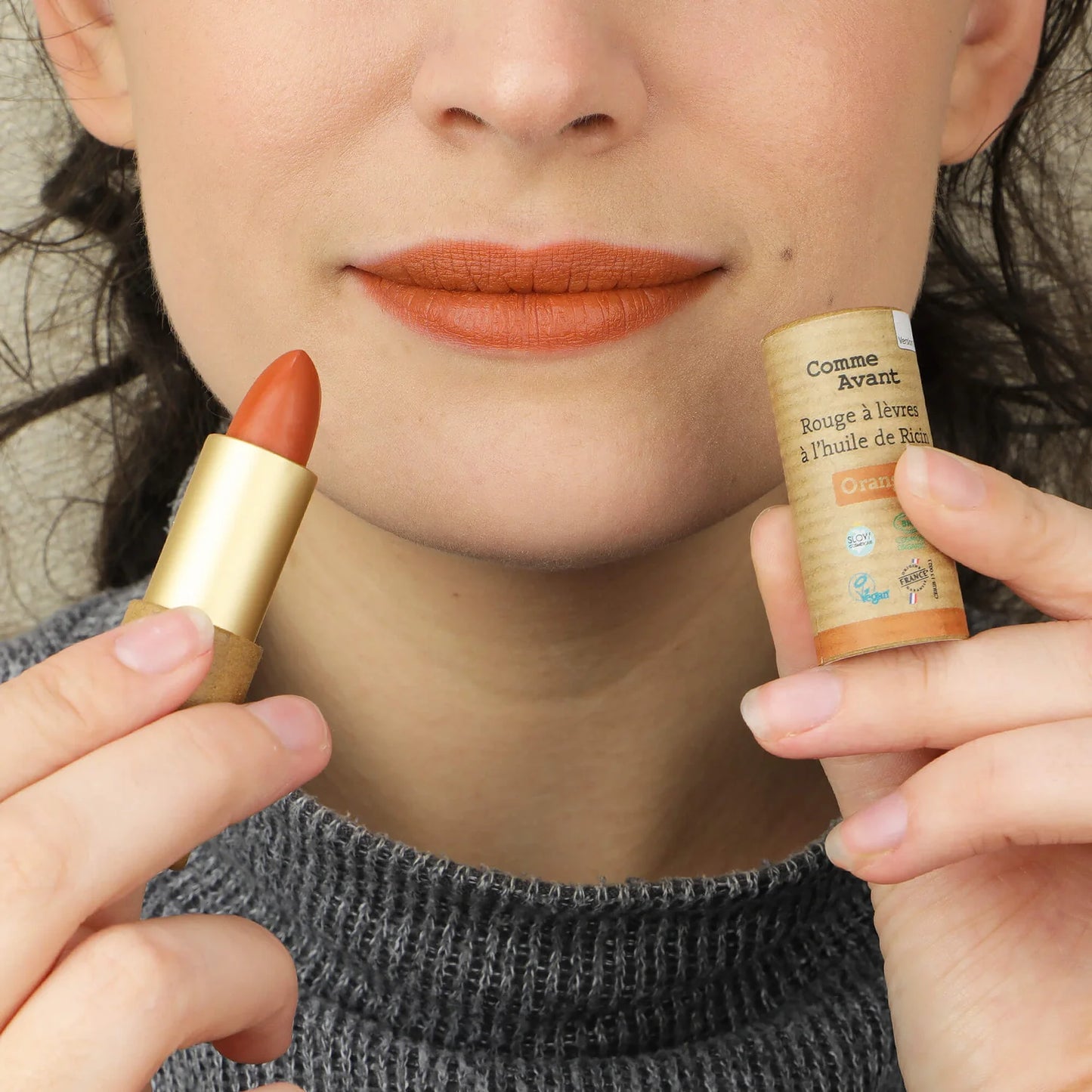 Rouge à lèvres à l'huile de ricin BIO - orange ambré
