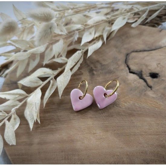 Boucles d'oreilles cœur rose