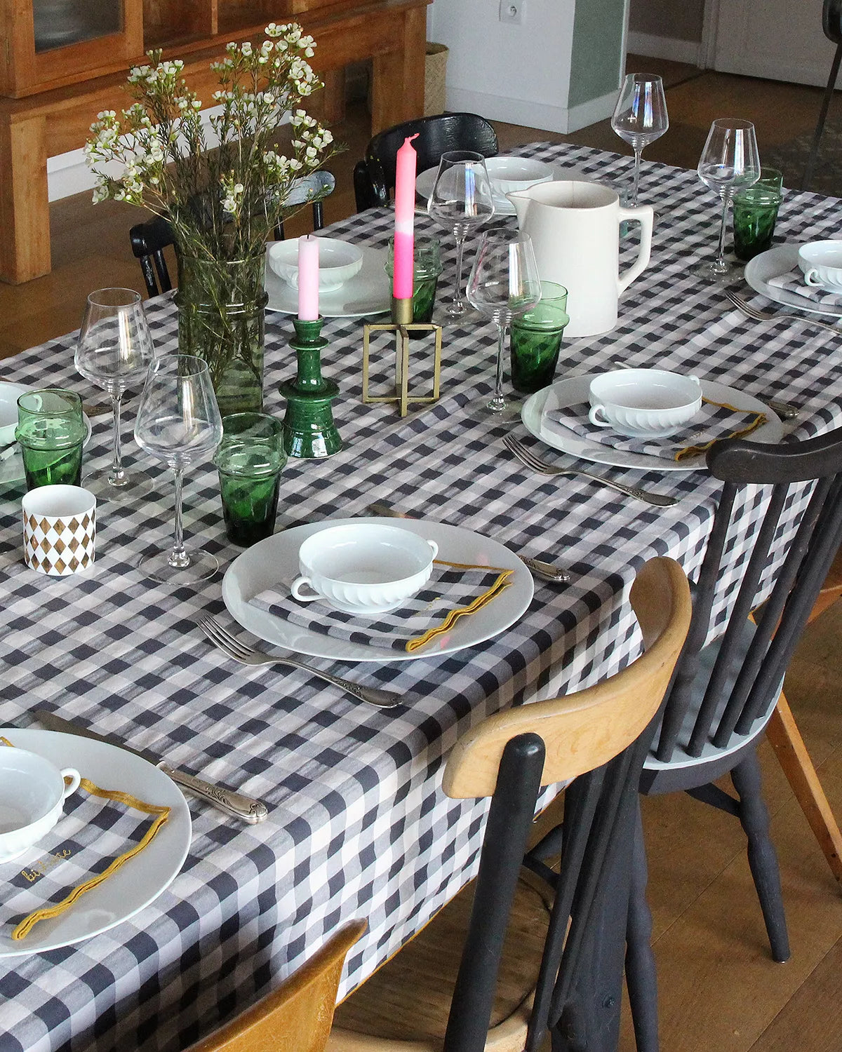 Nappe carreaux vichy "réglisse"