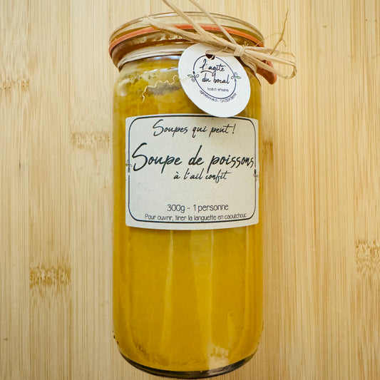 Soupe de poissons à l'ail confit