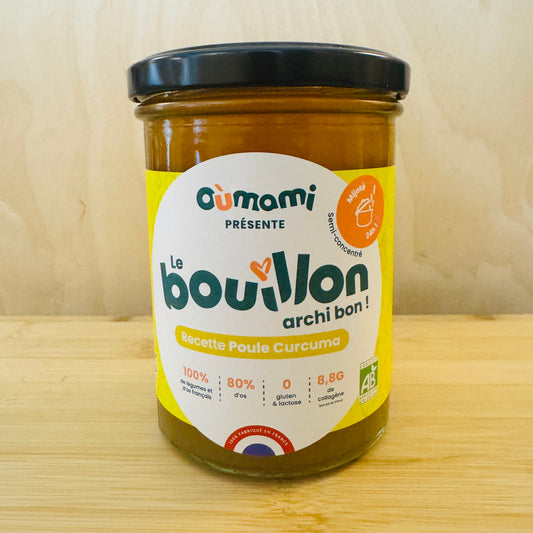 Bouillon d'os poule curcuma bio