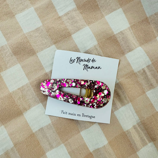 Barrette résine framboise
