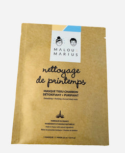 Masque tissu charbon détoxifiant + purifiant