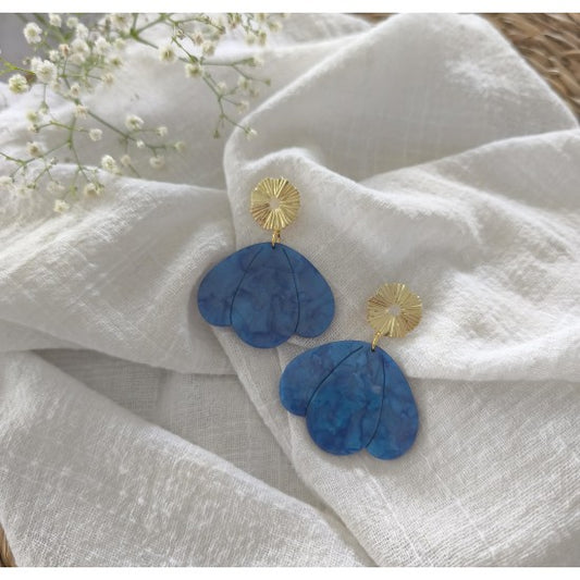 Boucles d'oreilles pétale bleu roi