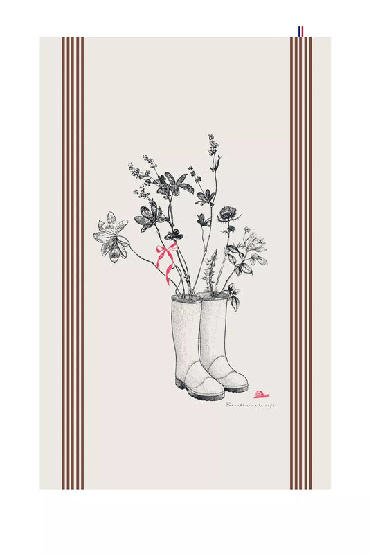 Torchon de cuisine sérigraphié "bottes"