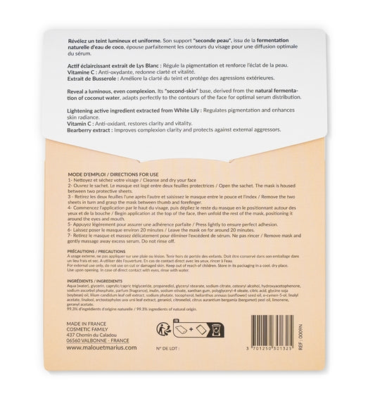 Masque BIO cellulose éclat + pureté