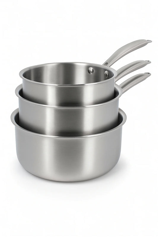 Set de 3 casseroles en acier inoxydable 16/18/20 cm