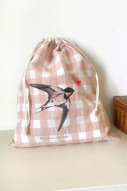 Pochon - macaron- Hirondelle