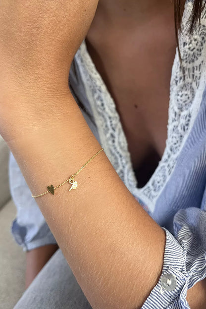 Bracelet mésange et cœur