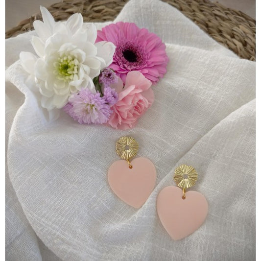Boucles d'oreilles cœur rose