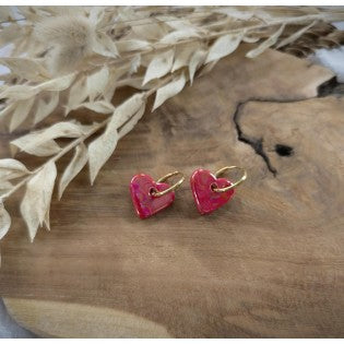 Boucles d'oreilles cœur rouge