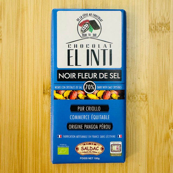 Chocolat noir fleur de sel 70% BIO