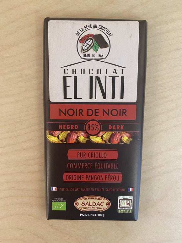 Chocolat Noir 85 % El Inti Bio/Equitable Pur 