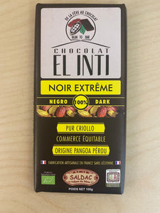 Chocolat noir extrême (pâte de cacao) 100% Bio/Équitable pur "CRIOLLO" 100 G